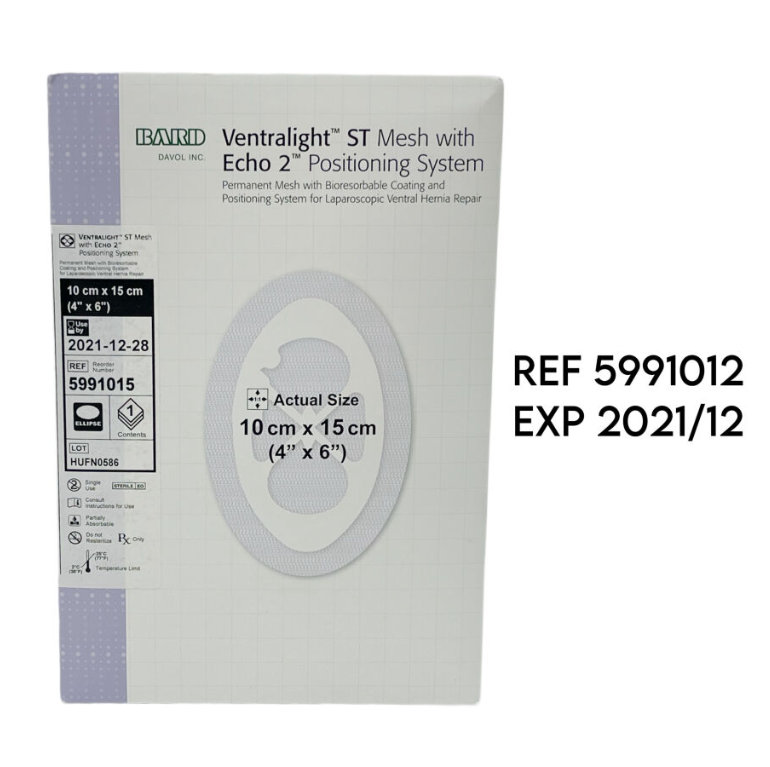 BARD 5991015 Ventralight ST Mesh With Echo 2 Positioning System Hernia Mesh 10cm x 15cm  1/Box  EXP 2021 12