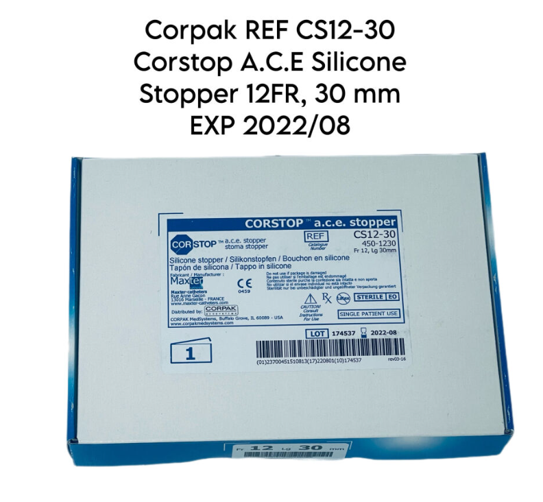 CORPAK CS12-30 CORSTOP A.C.E Silicone stopper 12FR 30MM EXP 2022 08