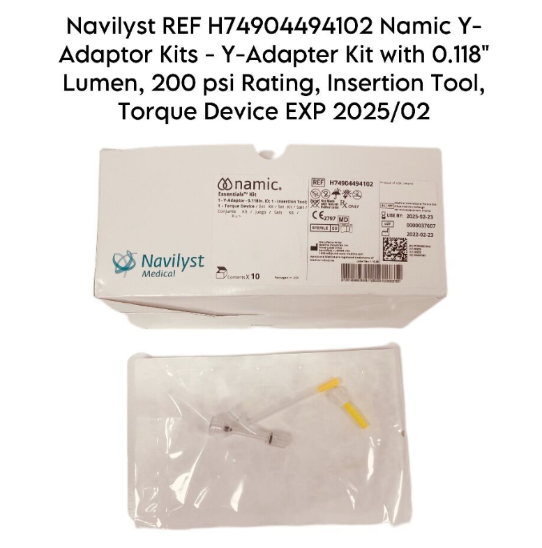 NAVILYST MEDICAL H74904494102 Namic Y Adaptor Kits  Y Adapter Kit with 0.118 Lumen, 200 psi Rating Insertion Tool Torque Device EXP 2025 02 (10/BOX)