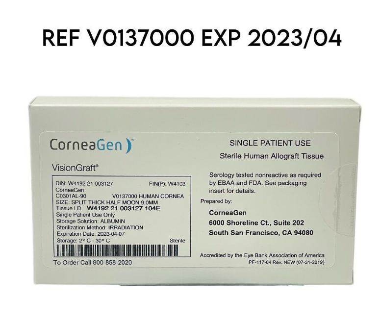 CORNEAGEN V0137000 VisionGraft Sterile Human Allograft Tissue,EXP 2023 04