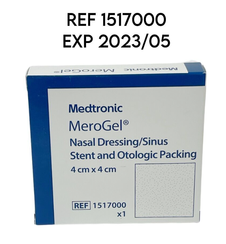 MEDTRONIC 1517000 MeroGel Nasal Dressing Sinus Stent and Otologic Packing 4 cm x 4 cm EXP 2023 05