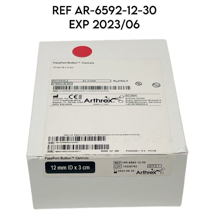 ARTHREX AR-6592-12-30 PassPort Button Cannula  EXP 2023 06