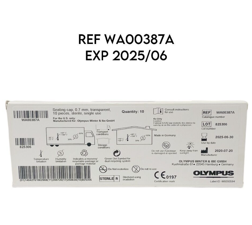 OLYMPUS WA00387A Sealing cap 0.7 mm transparent (8/Box)EXP 2025 06