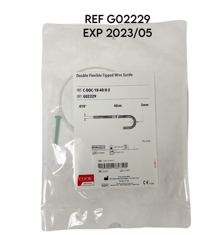 COOK MEDICAL G02229 Double Flexible Tipped Wire Guide 40cm X 2mm EXP. 2023 05