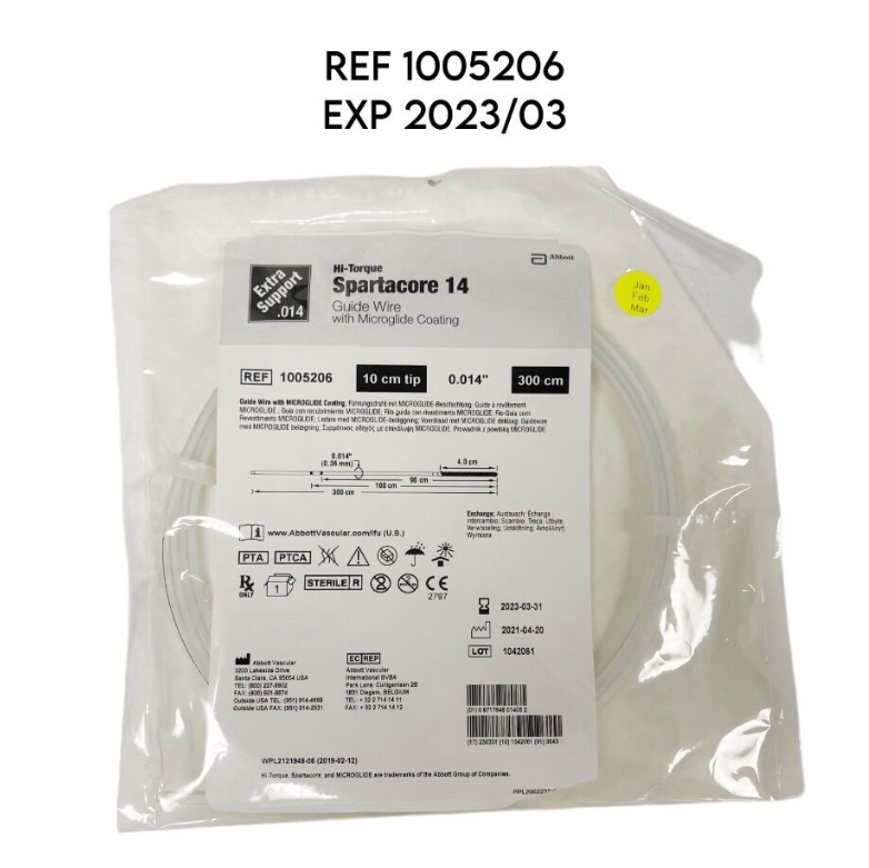 ABBOTT 1005206 Hi-Torque Spartacore 14 Guide Wire with Microglide Coating 10 cm tip 0.014" X 300 cm EXP. 2023 03