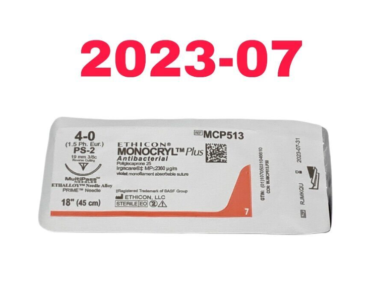 ETHICON MCP513 MONOCRYL Plus Antibacterial violet monofilament absorbable suture EXP 2023 07