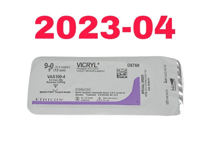 ETHICON D8760 VICRYL (Polyglactin 910) Suture VIOLET MONOFILAMENT EXP 2023 04