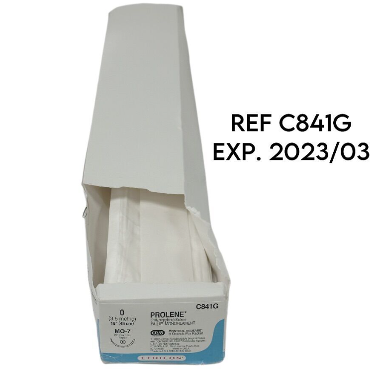 ETHICON C841G PROLENE (polypropylene) Suture BLUE MONOFILAMENT (3.5 metric) 18"(45 cm) 4/ BOX EXP 2023 03