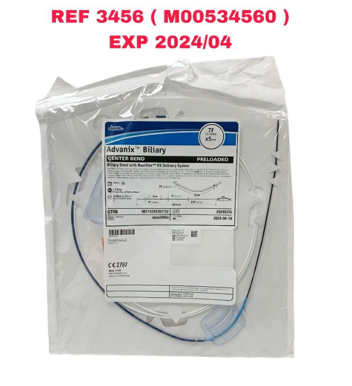 BOSTON SCIENTIFIC 3456, Advanix Biliary CENTER BEND PRELOADED Biliary Stent with NaviFlex RX Delivery System EXP 2024 04