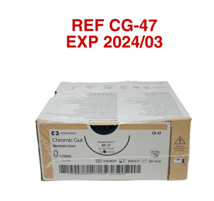 COVIDIEN CG-47 Chromic Gut Absorbable Suture CG 47 0 (4 Metric) Protect Point BP 27 EXP 2024 03