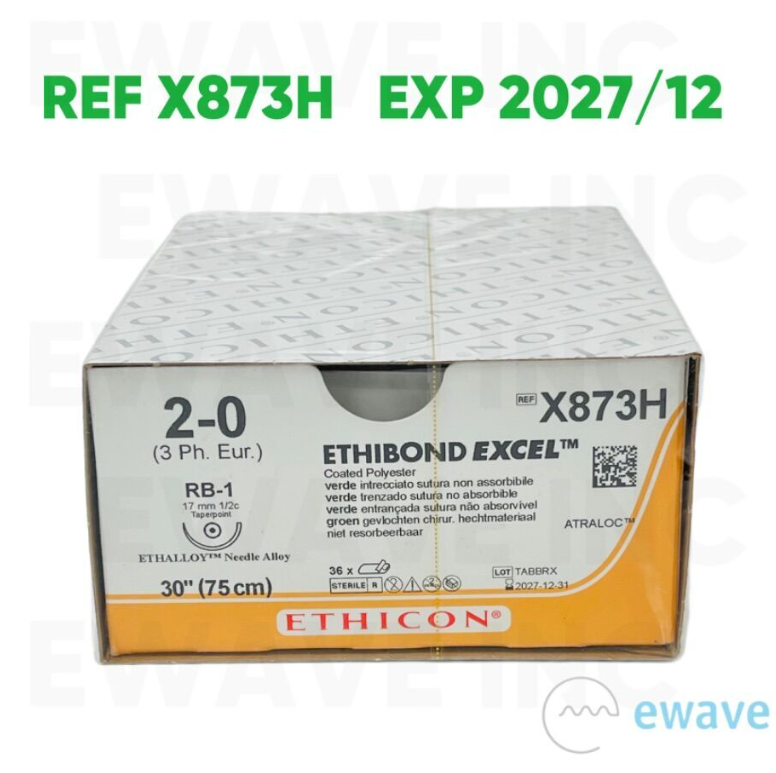 ETHICON X873H ETHIBOND EXCEL SUTURE 2 0 (3 Ph Eur ) RB 1 (36/BOX) EXP 2027 12