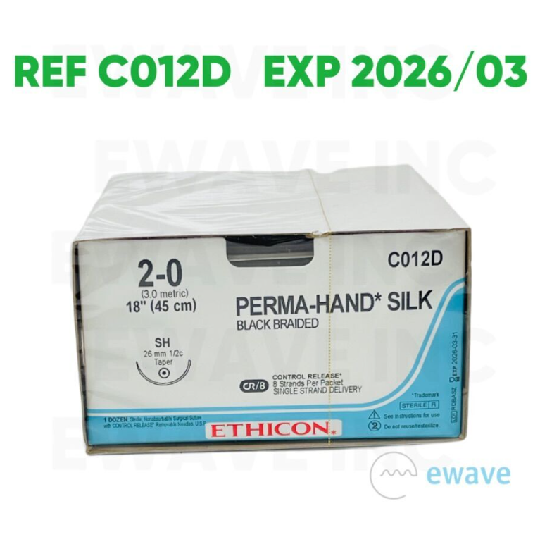 ETHICON C012D PERMA-HAND SILK SUTURE 2 0 (3 0 metric) 18" (45 cm)  (12/BOX) EXP 2026 03