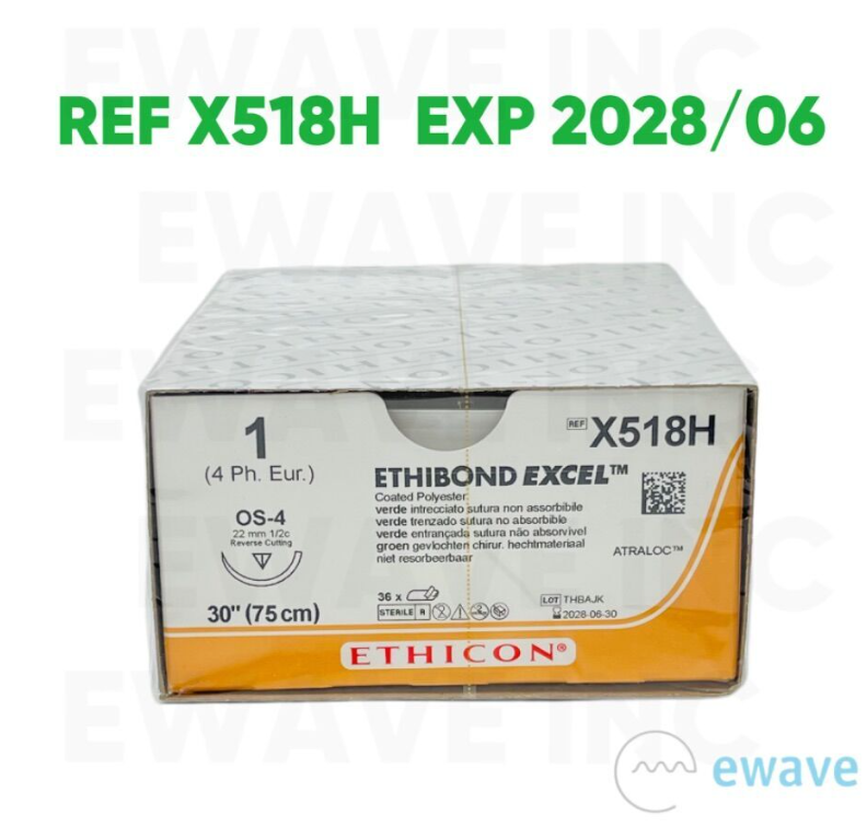 ETHICON X518H ETHIBOND EXCEL SUTURE 1 (4 Ph. Eur.) OS 4 (36/BOX) EXP 2028 06