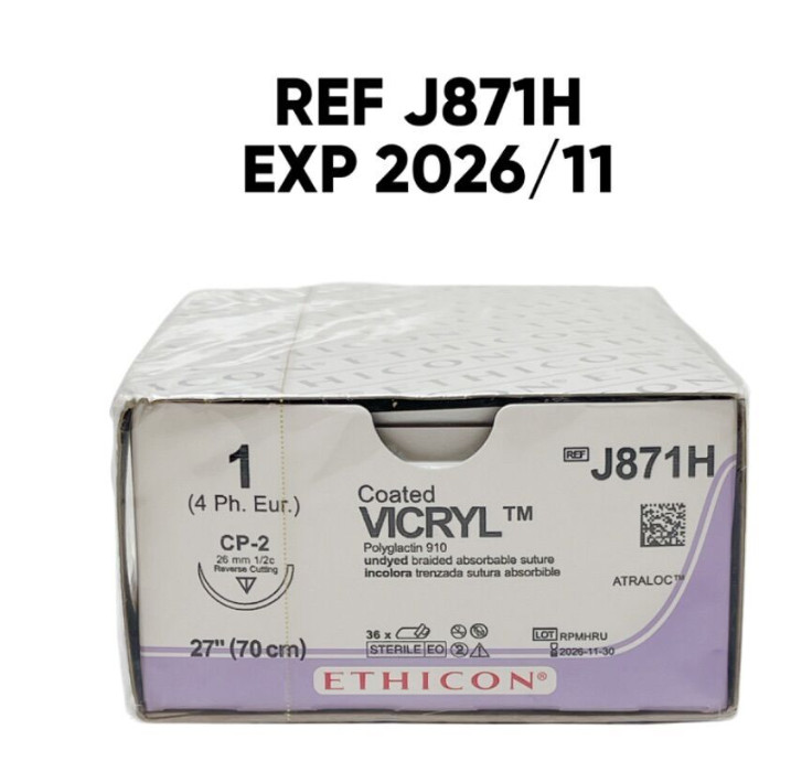 ETHICON J871H Coated VICRYL ABSORBABLE SUTURE  1 (4 Ph. Eur.) CP-2 EXP 2026 11