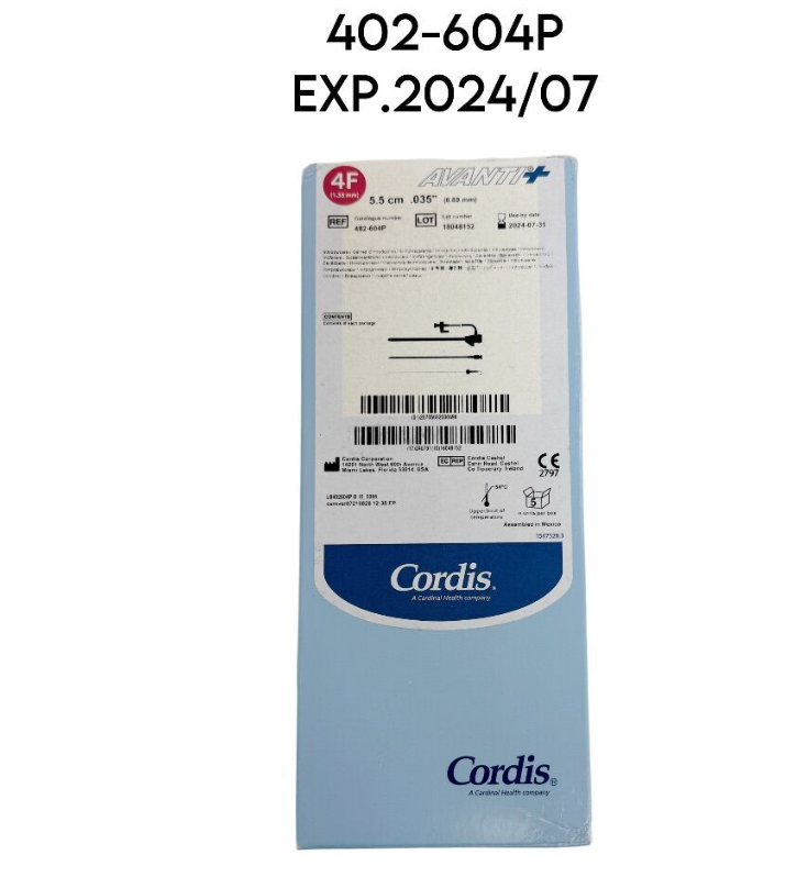 CORDIS 402-604P AVANTI+ Introducers 4F 5.5 cm .035'' 5/BOX EXP. 2024 07