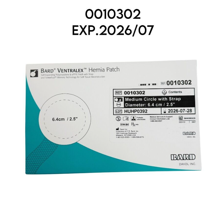 BARD 0010302 BARD VENTRALEX Hernia Patch Dia: 6.4 cm  2.5 2/box EXP. 2026 07