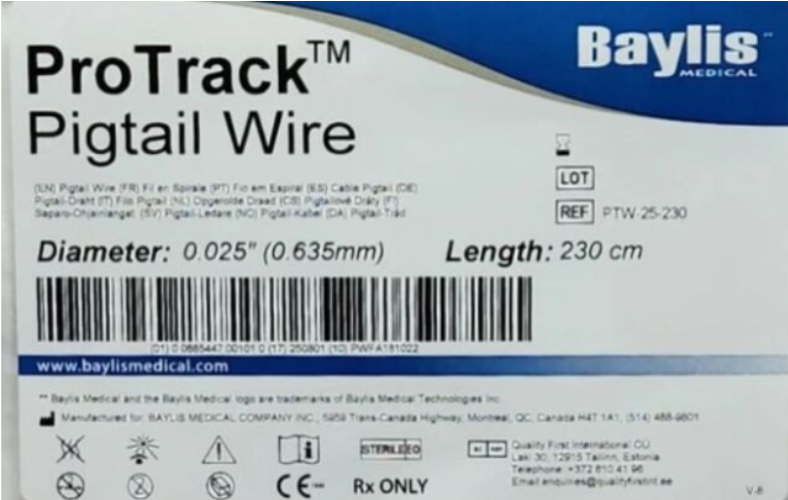 BAYLIS MEDICAL PTW-25-230 PROTRACK PIGTAIL GUIDEWIRE EXP 2022 03