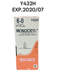 ETHICON Y432H MONOCRYL Suture UNDYED MONOFILAMENT SIZE 6-0, 27" 36/BOX EXP.2020 07