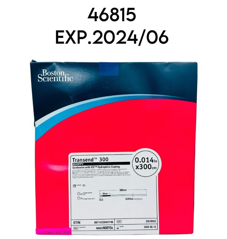 BOSTON SCIENTIFIC 46815 Transend 300 FLOPPY Guidewire with ICE Hydrophilic Coating 0.014in X 300cm EXP.2024 06