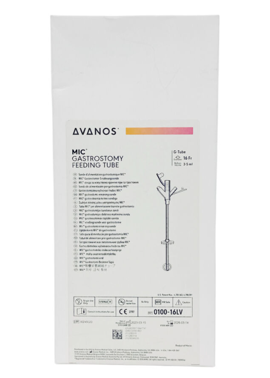AVANOS MEDICAL 0100-16LV MIC GASTROSTOMY FEEDING TUBE: 16F 3-5ml, EXP.2026 03