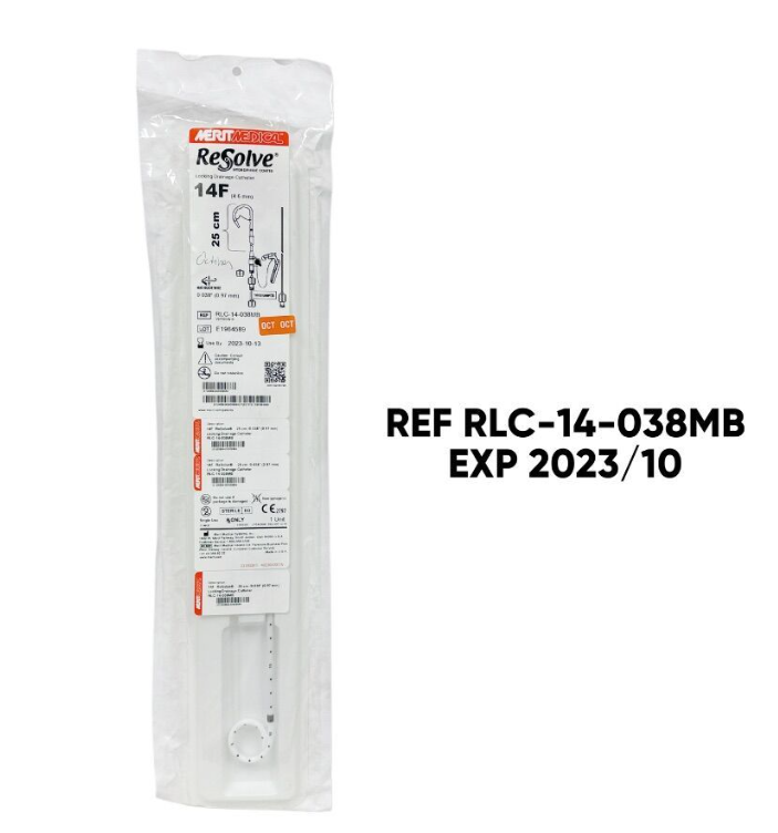 MERIT MEDICAL RLC-14-038MB ReSolve HYDROPHILIC COATED Locking Drainage Catheter 14F (4.6 mm) EXP 2023 10
