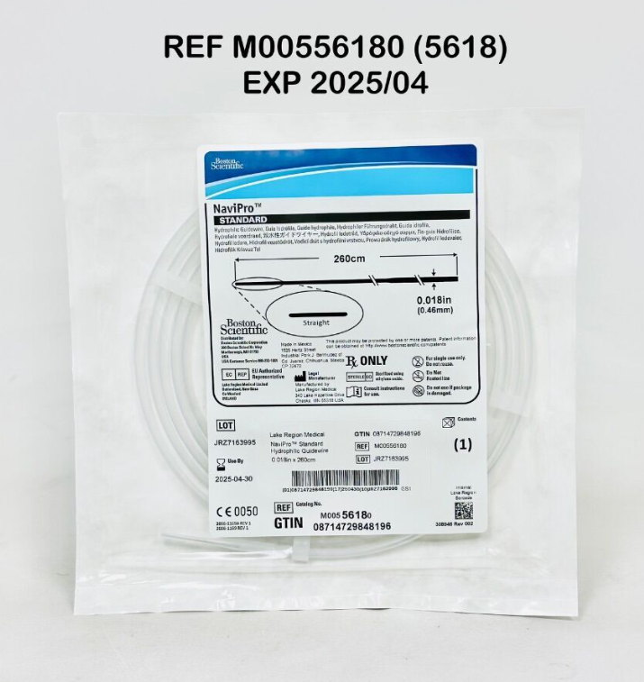 BOSTON SCIENTIFIC M00556180 (5618) NaviPro M Standard Hydrophilic Guidewire 0.018in x 260cm EXP 2025 04