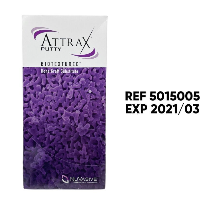 NUVASIVE 5015005 ATTRAX PUTTY BIOTEXTURED Bone Graft Substitute, 12.5 x 50 x 4mm 2/BOX EXP 2021 03