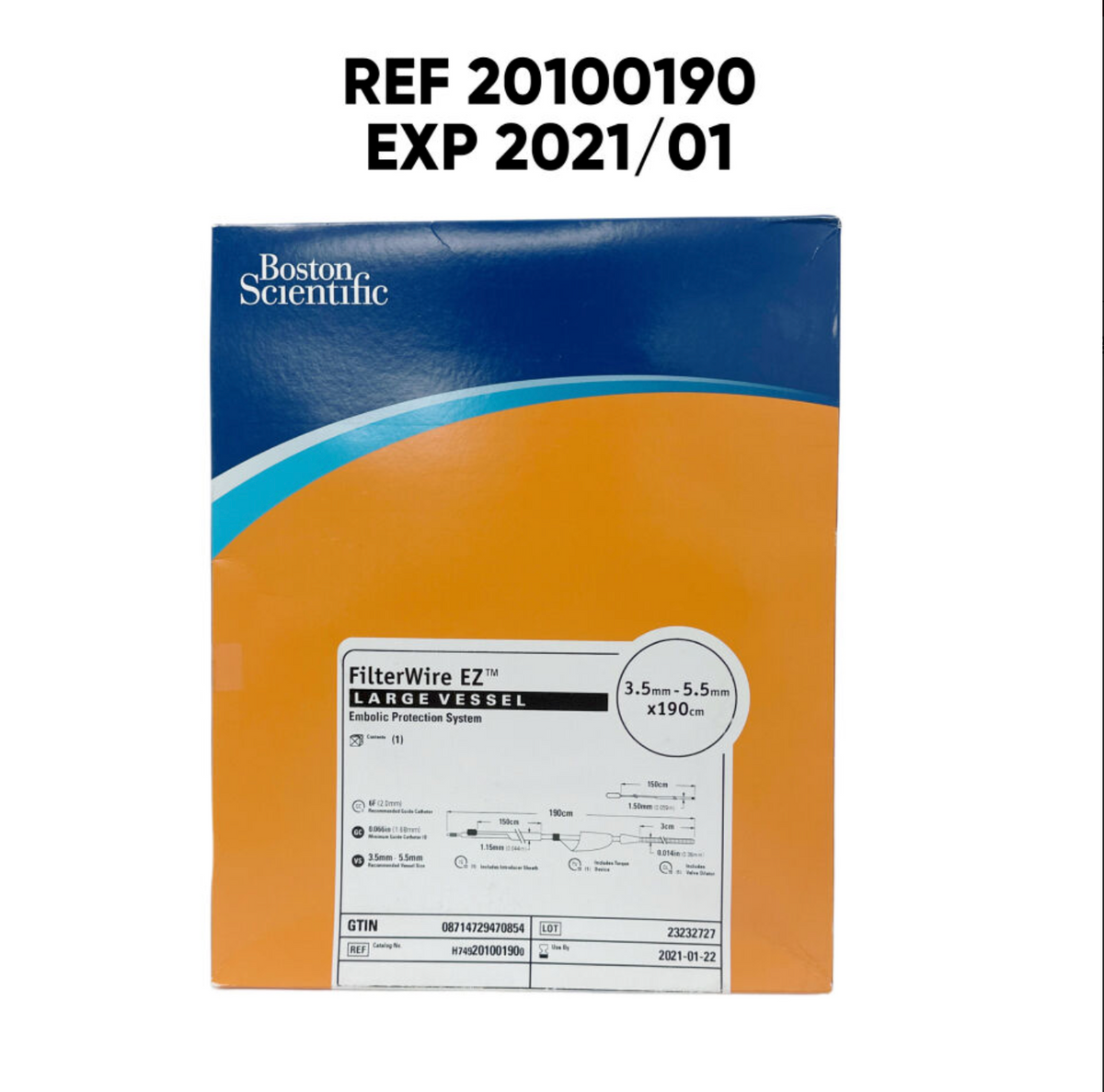 BOSTON SCIENTIFIC 20100190 FilterWire EZ LARGE VESSEL Embolic Protection System 3.5mm X 5.5mm X 190cm EXP 2021 01