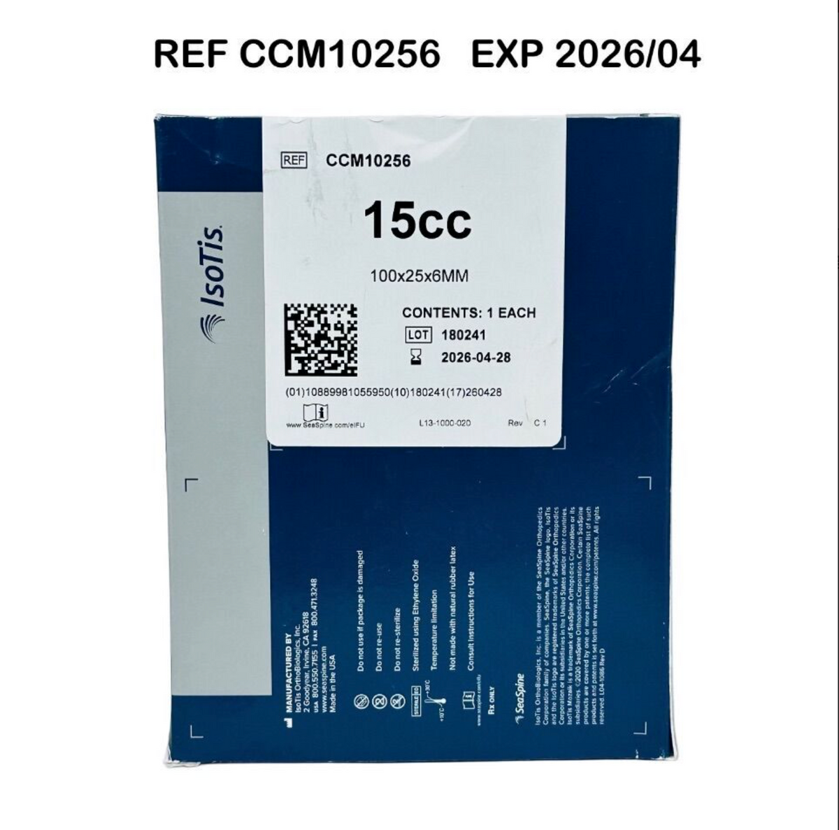 ISOTIS CCM10256 ISOTIS MOZAIK STRIP COLLAGEN CERAMIC MATRIX 15cc 100 x 25 x 6mm EXP 2026 04