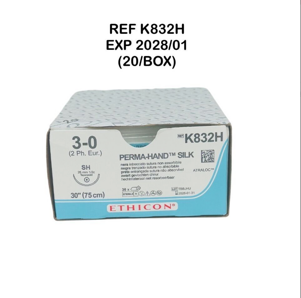 ETHICON K832H PERMA-HAND SILK 30 3-0 (20/BOX) EXP 2028 01