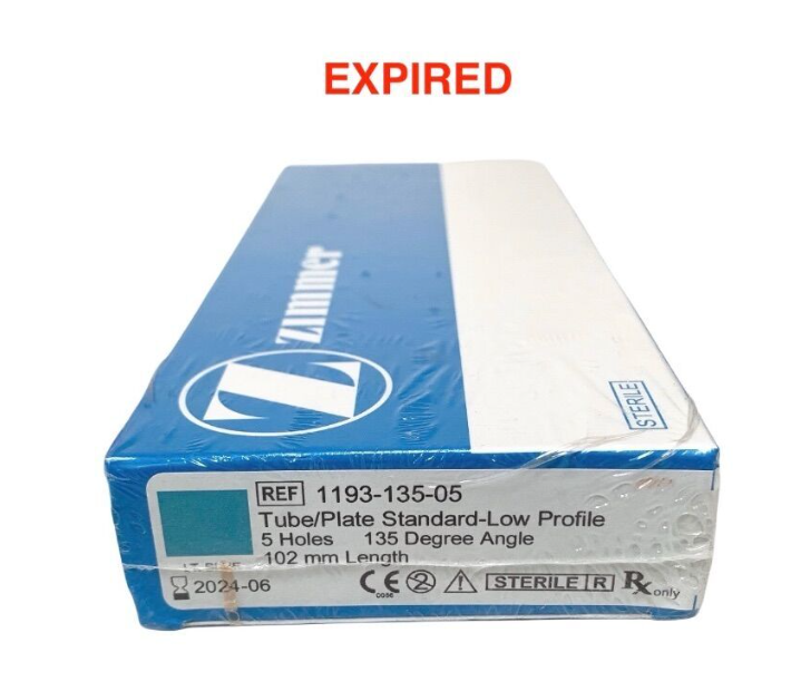 ZIMMER 1193-135-05 Tube/Plate Standard Low Profile 5-Hole 135 Orthopedic Plate  102 mm Exp.2024 06
