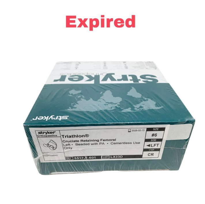 STRYKER 5517-F-601 Triathlon Cruciate Retaining Femoral Knee Component  Size 6 Left LFT CR Exp.2026 02