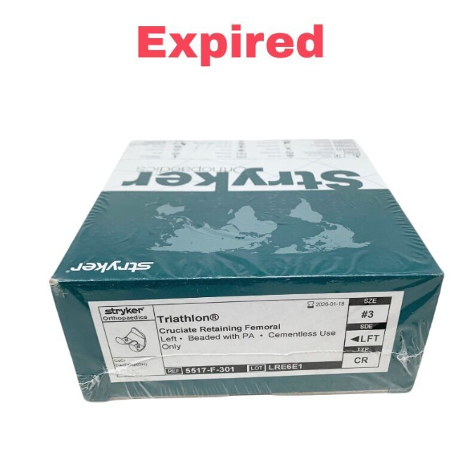 STRYKER 5517-F-301 Orthopaedics Triathlon Cruciate Retaining Femoral Left 3 Cementless Exp.2026 01