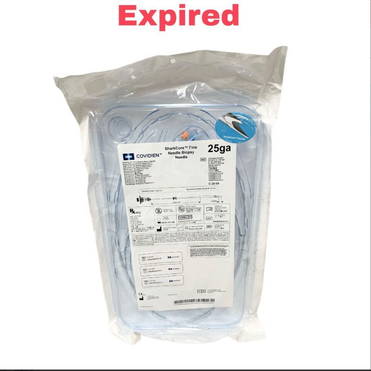 COVIDIEN C.25-05 SharkCore Fine Needle Biopsy Needle 25ga 1663mm Working Length Exp 2026 01