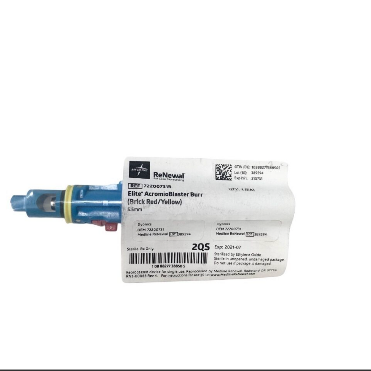 MEDLINE 72200731R Elite AcromioBlaster Burr 5.5mm Arthroscopy Surgical Drill Tool Orthopedic EXP 2021 07