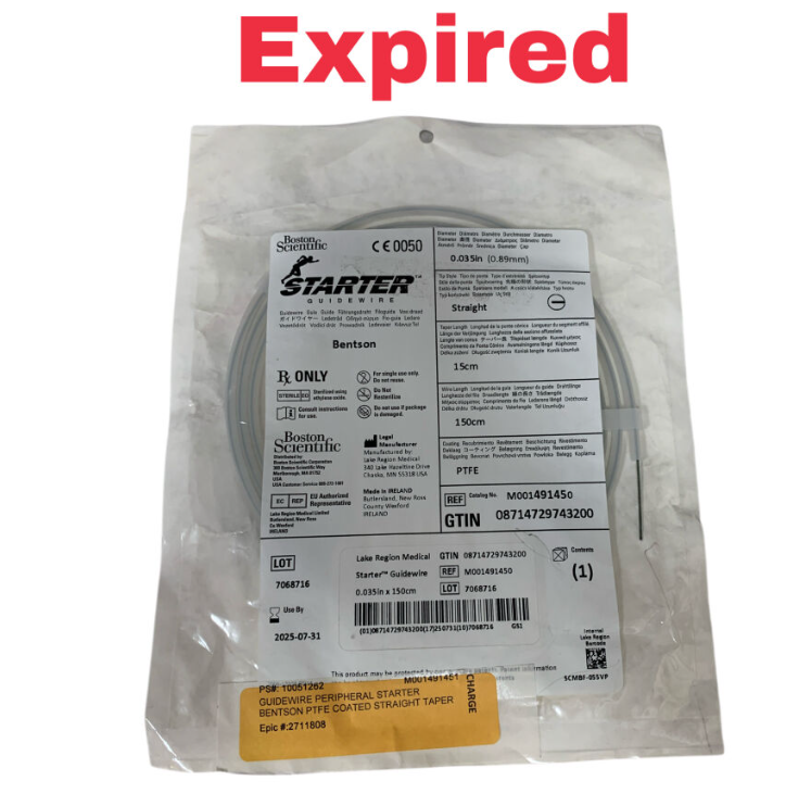 BOSTON SCIENTIFIC M001491450 Starter Bentson Guidewire 0.035in x 150cm Exp.2025 07