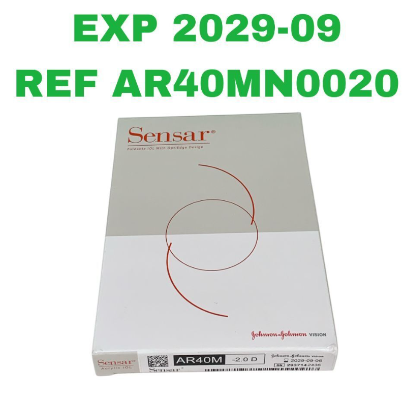 JOHNSON & JOHNSON AR40MN0020 Sensar 3 Piece Foldable Acrylic IOL -2.0 D EXP.2029 09
