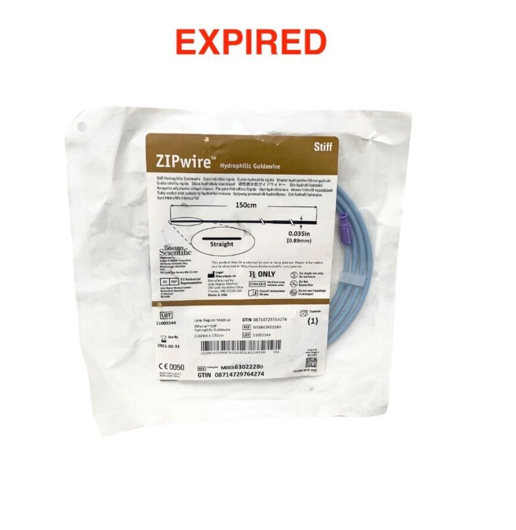 BOSTON SCIENTIFIC M006630222B0 ZIPwire Hydrophilic Guidewire Stiff 0.035in 150cm Medical EXP 2021 05