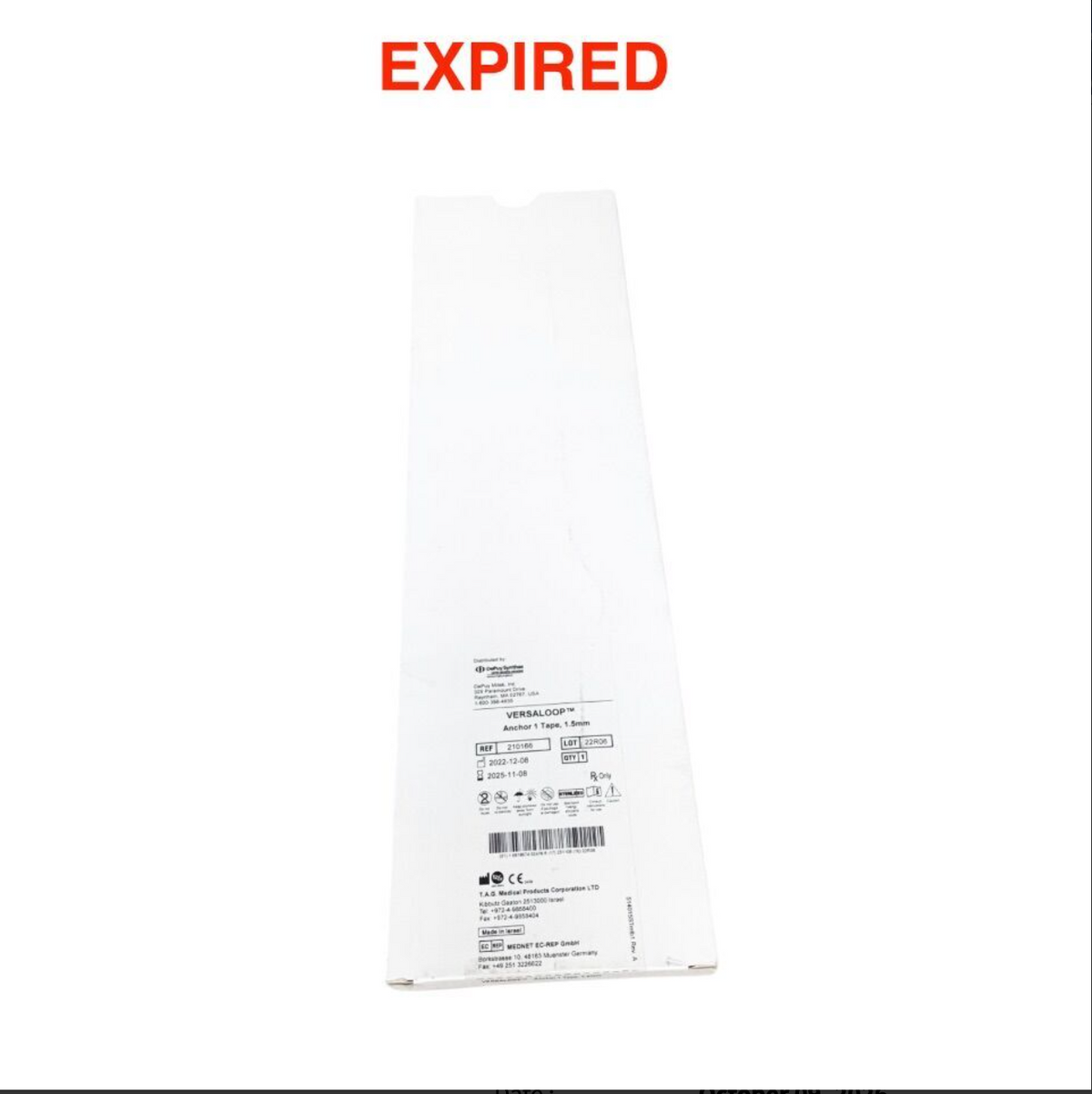 DEPUY 210166 VERSALOOP Anchor 1 Tape 1.5mm EXP 2025 11