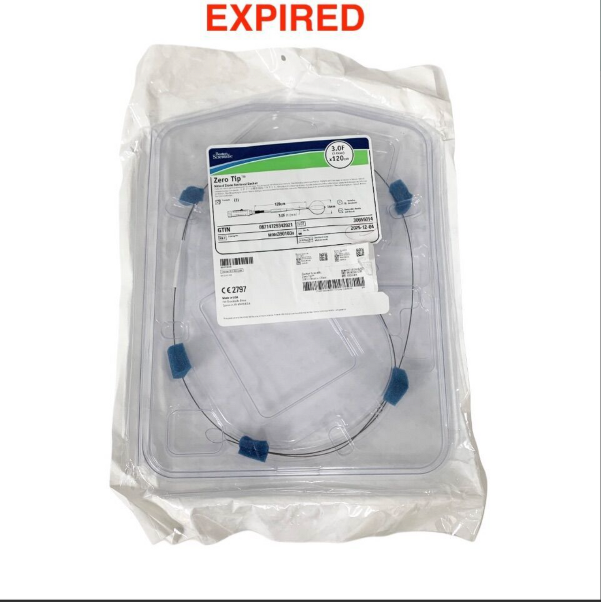 BOSTON SCIENTIFIC M0063901030 Zero Tip Nitinol Stone Retrieval Basket 3.0F x 120cm EXP 2025 10