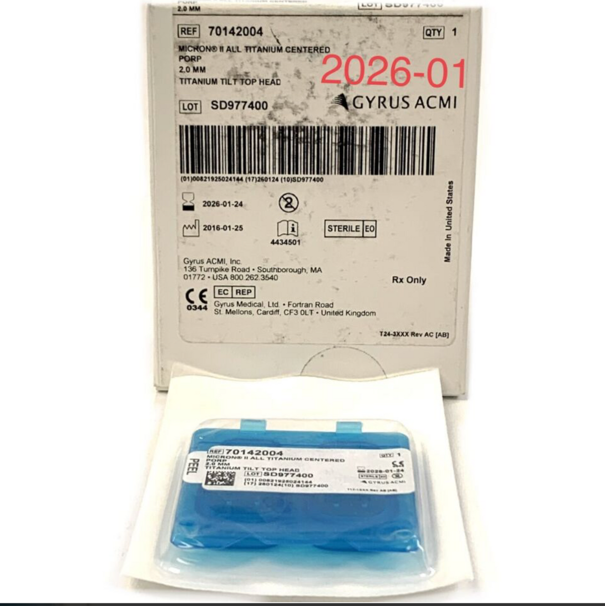 GYRUS ACMI 70142004 MICRON ALL TITANIUM CENTERED PORP EXP 2026 01