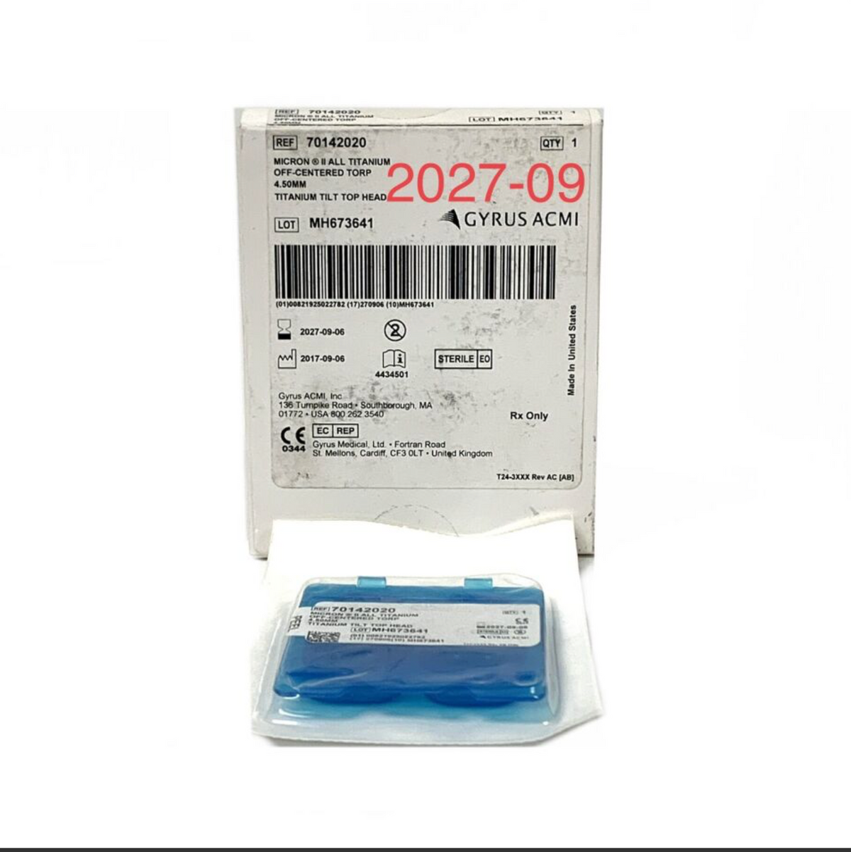 GYRUS ACMI 70142020 MICRON 4.5MM ALL TITANIUM OFF-CENTERED TORP EXP 2027 09