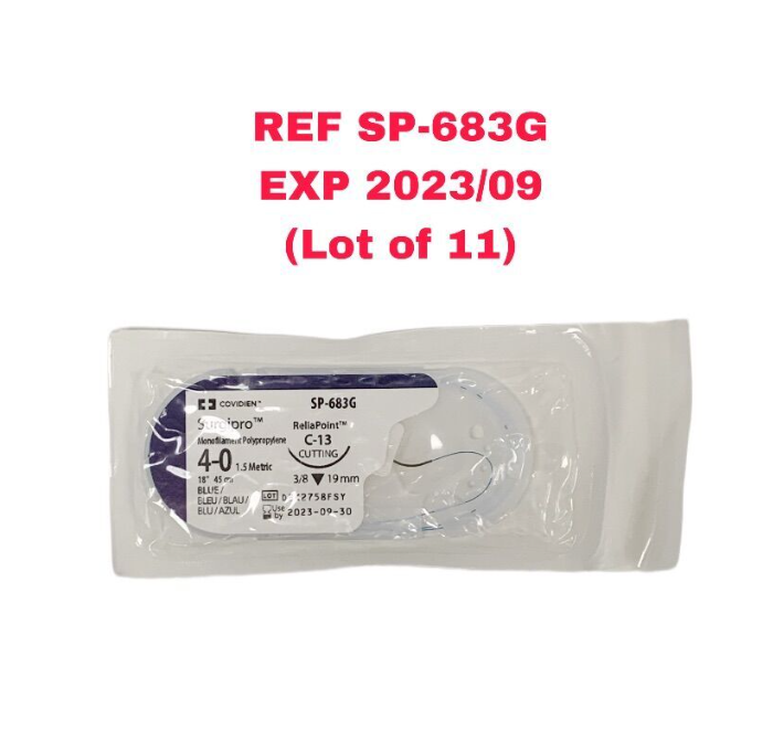 COVIDIEN SP-683G Surgioro Monofilament Polypropylene ReliaPoint C-13 EXP 2023 09 (Lot of 11)