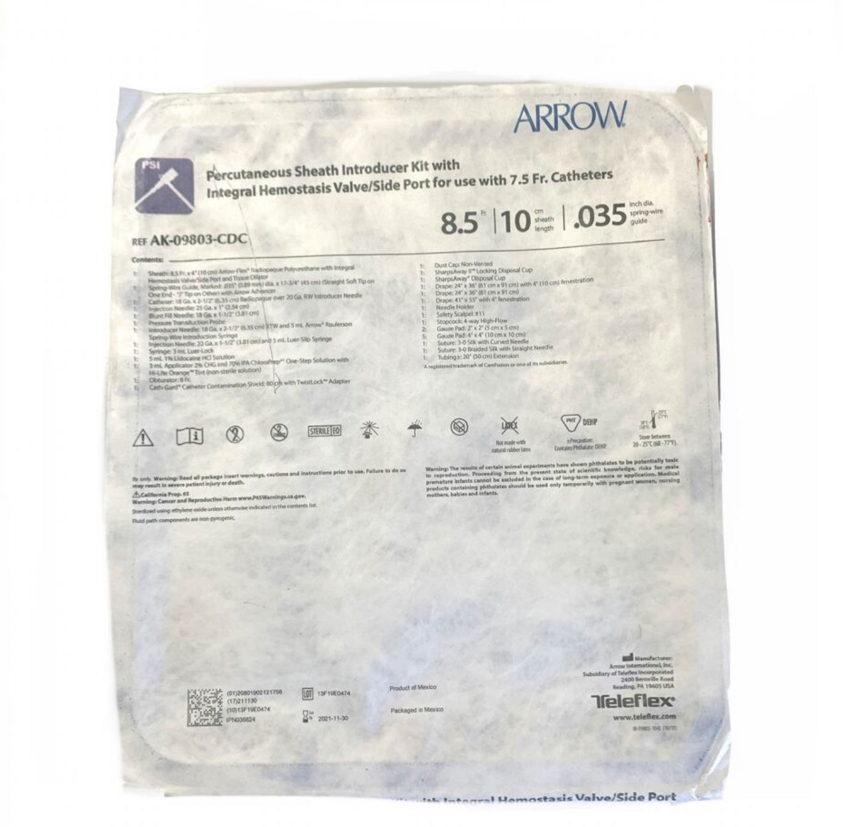 ARROW AK-09803-CDC Percutaneous Sheath Introducer Kit EXP 2021 11