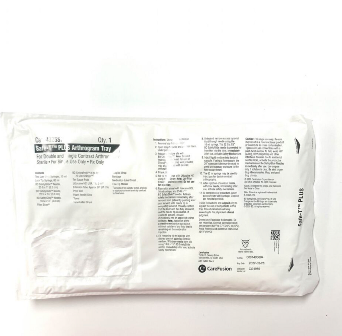 CAREFUSION 4325SP Safe-T PLUS Arthrogram Tray