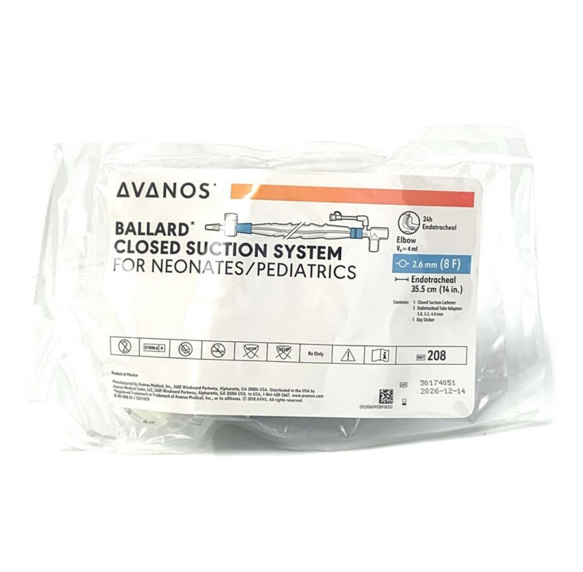 AVANOS MEDICAL 208 BALLARD CLOSED SUCTION SYSTEM EXP 2026 12