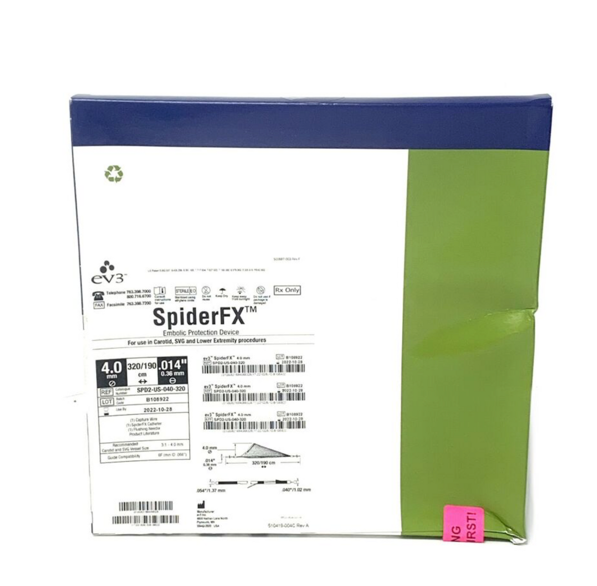 EV3 SPD2-US-040-320 SPIDERFX EMBOLIC PROTECTION DEVICE EXP 2022 10