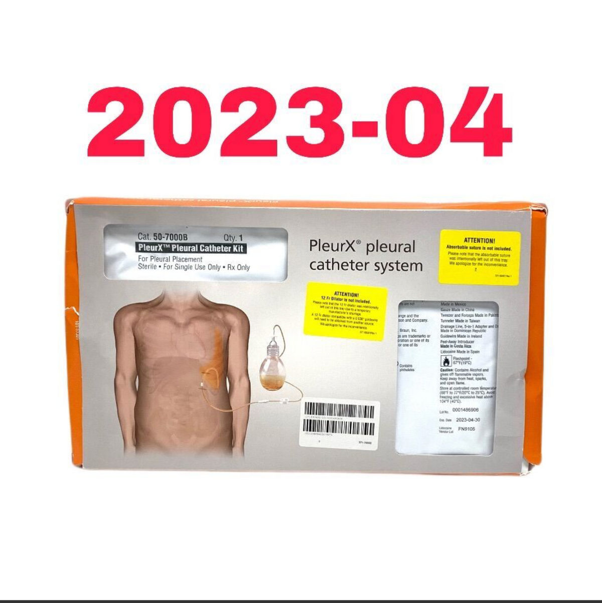 CAREFUSION 50-7000B PLEURX PLEURAL CATHETER KIT EXP 2023 04