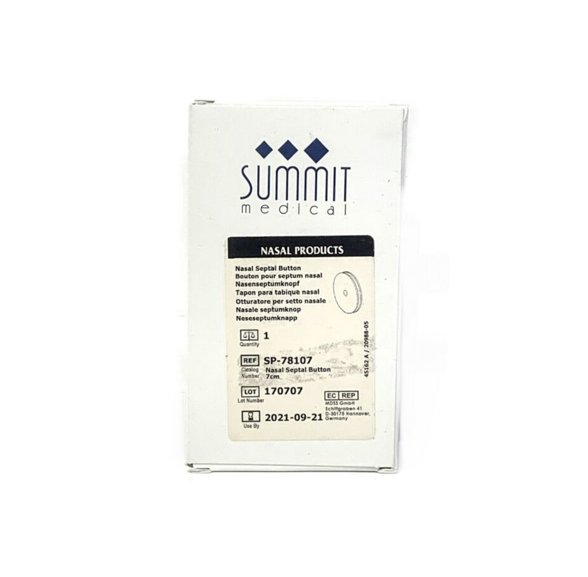 SUMMIT MEDICAL SP-78107 NASAL SEPTUL BUTTON EXP 2021 09