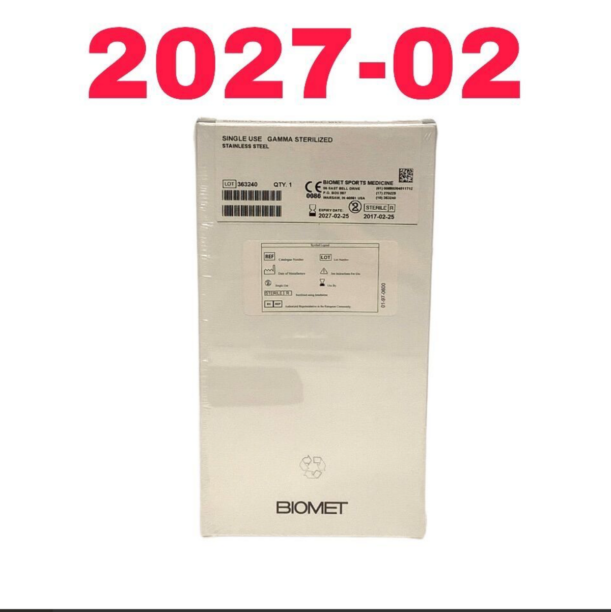 BIOMET 912071 JUGGERKNOT 1.4MM SHORT SINGLE LOADED DRILL BIT EXP 2027 02